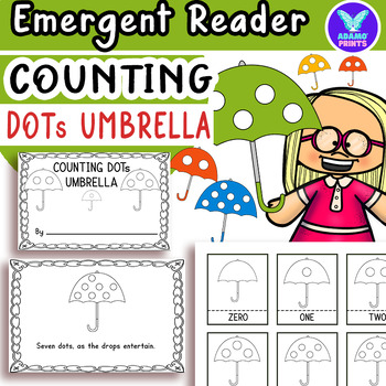 Preview of Counting Dot Umbrella 0-10 Math Emergent Reader Kindergarten NO PREP