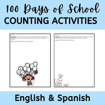 Preview of Counting & Drawing Activities / 100 Days of School (Spanish and English)
