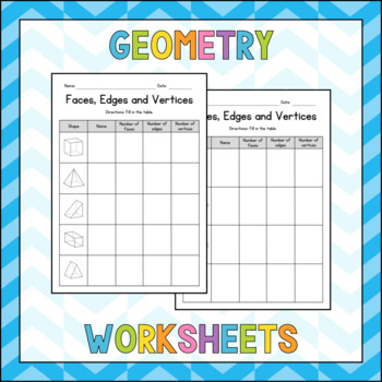 Preview of Counting Faces, Edges & Vertices of 3D Shapes - Geometry Worksheets - Test Prep