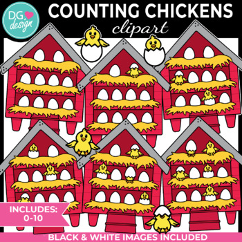 Preview of Counting Farm Chickens Clipart | Farm Counting Clipart | Farm Clip Art