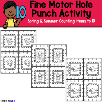 Preview of Counting Fine Motor Hole Punch Activity: Spring & Summer