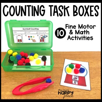 Preview of Counting Fine Motor Skills Task Boxes - Morning Bins - Counting Activities