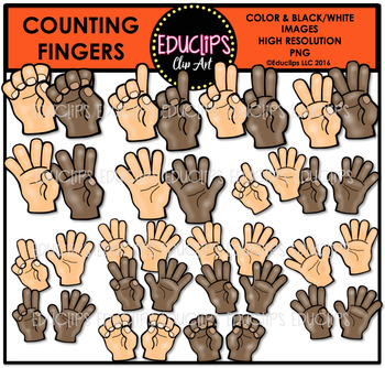 Preview of Counting Fingers Clip Art Bundle  {Educlips Clipart}