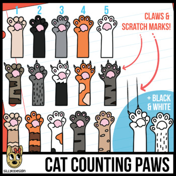 Preview of Counting Fingers Clip Art: Cat Paws and Claws