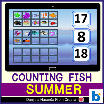 Preview of Counting Fish Place Value Ten Frame Up To 30 Summer MATH Boom ™ Cards