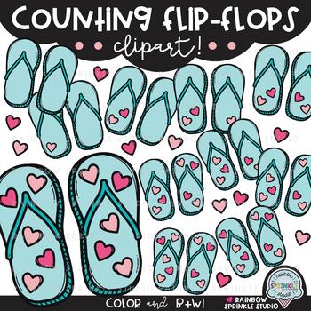 Counting Flip Flops Clipart {sandal clipart} | TPT