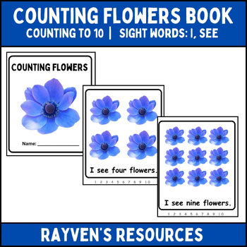 Preview of Counting Flowers Book Count to 10 K/1st Grade Math, Emergent Reader, Spring