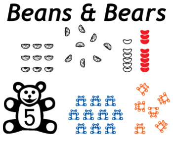 Preview of Counting Fonts - 10-frames, Beans, Blocks, & Teddy Bears
