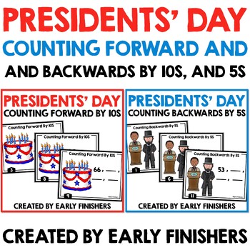 Preview of Presidents’ Day Activities Counting Forward & Backwards by 10, 5s Math Bundle