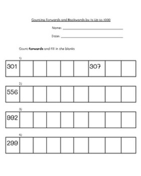 Counting Forwards and Backwards by 1s up to 1000 Worksheet by Primary Kit