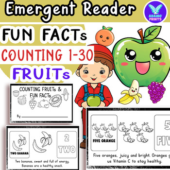 Preview of Counting Fruits 1-30 Math Emergent Reader Kindergarten NO PREP Activities
