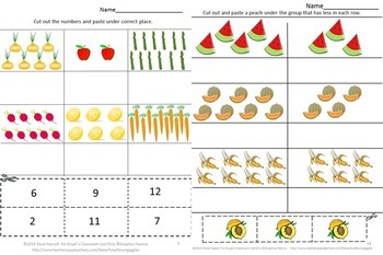 Counting Fruits Vegetables Cut and Paste Activities Special Education Math