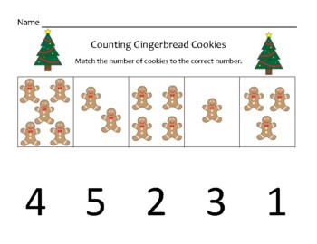 Preview of Counting Gingerbread Cookies (matching pictures to numbers 1-5)