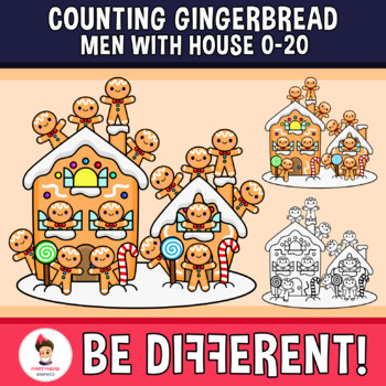 Preview of Counting Gingerbread Men With House Clipart 0-20 Christmas House Math