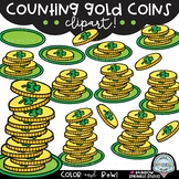 Counting Gold Coins Clipart {St. Patrick's Day clipart}