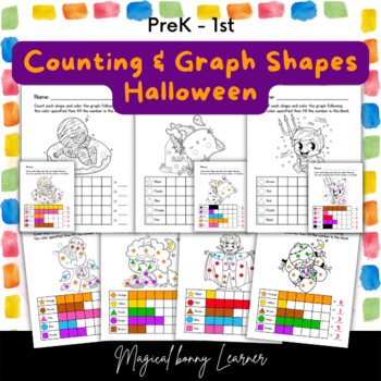 Preview of Counting & Graph Shapes Worksheets - Halloween (Fall season in October)