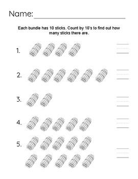 Counting Groups of 10 Worksheet by Mrs Thompson Teaches | TpT