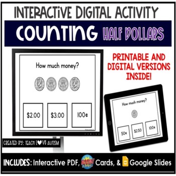 Preview of Counting Half Dollars Task Cards