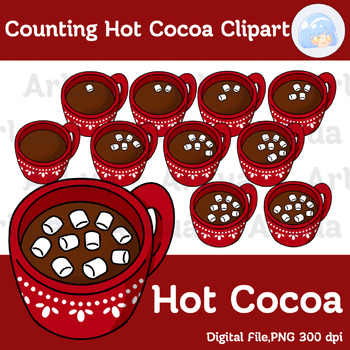 Preview of Counting Hot Cocoa Clipart, Counting Marshmallows Clipart