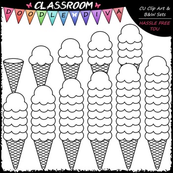 (0-10) Counting Ice Cream Scoops Clip Art - Sequence & Math Clip Art & B&W