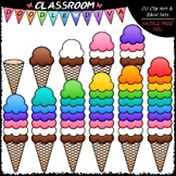 (0-10) Counting Ice Cream Scoops Clip Art - Sequence & Mat