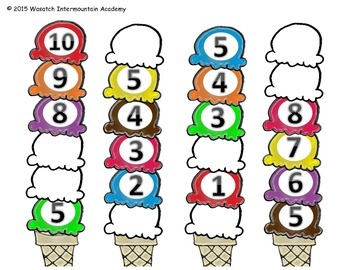 Counting Ice Cream Scoops Freebie Numbers 0-10 by Wasatch Intermountain ...