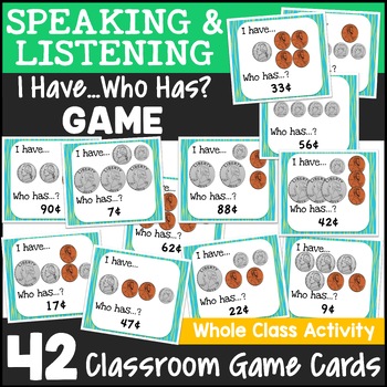 Preview of Counting/Identifying Mixed Coins US Money Game Activity I Have Who Has 2nd Grade