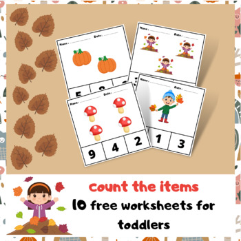 Counting Items to 10/ Kindergarten Math Worksheets/ Kindergarten Assessment