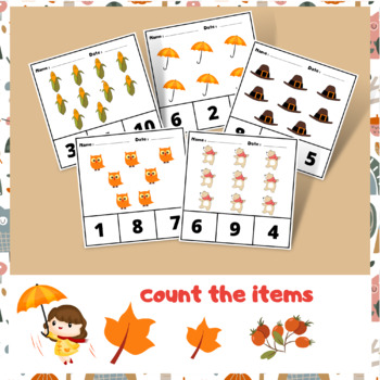 Counting Items to 10/ Kindergarten Math Worksheets/ Kindergarten Assessment