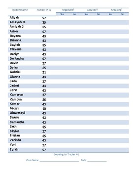 Preview of Counting Jar Teacher Tracker