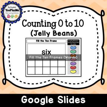 Preview of Counting Jelly Beans (Fill the Ten Frames) - Words