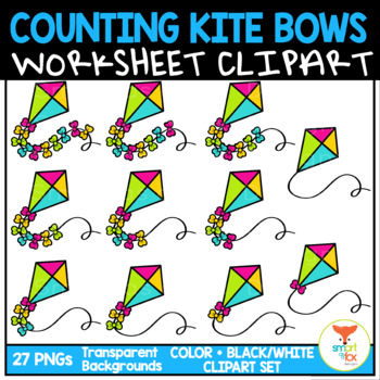 Preview of Counting Kite Bows Math Clip Art Commercial Use