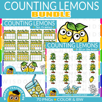 Preview of Counting Lemons Ten Frame Clip Art Bundle (0-10)