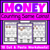 Counting Like Coins Cut and Paste Worksheets Counting Same