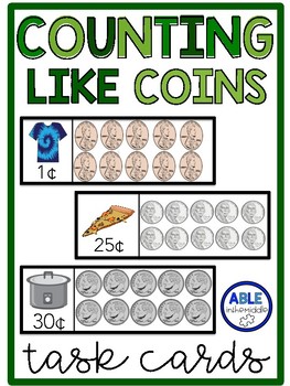 Preview of Counting Like Coins Task Cards