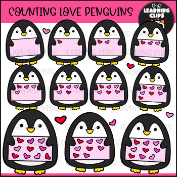 Preview of Counting Love Penguins Clipart