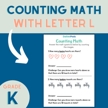 Preview of Counting Math with the Letter L | Counting Math and Literacy Printable Activity