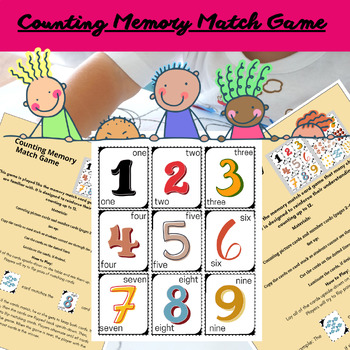 Preview of Counting Memory Match Game, Match the picture card with the number card