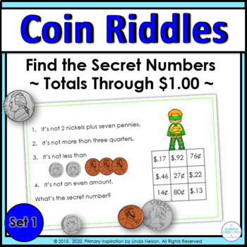 Preview of Counting Mixed Coins to $1 - Math Enrichment - Critical Thinking Puzzles