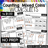 Counting Mixed Coins Worksheets | Counting Money | U.S. Coins