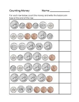 Counting Money - 1 page no prep activity for 1st / 2nd grade by 4BetterMath