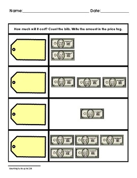 Counting Money - Bills Only by MsCoats | Teachers Pay Teachers