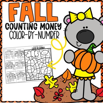 Preview of Counting Money Color-By-Number l Fall Themed