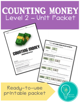 Preview of Counting Money 2 Unit – Printable Packet (special education life skills math)