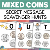 Counting Money Mixed Coins Math Secret Code Scavenger Hunt