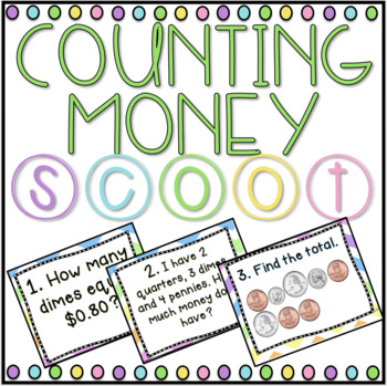 Preview of Counting Money SCOOT! Game, Task Cards or Assessment- Distance Learning