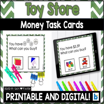 Preview of Counting Money Task Card Activities: Toy Store