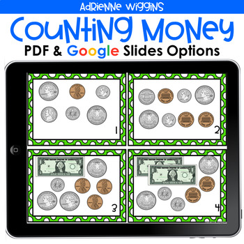 Preview of Counting Money Task Cards (PDF & Google Classroom) Distance Learning