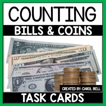 Preview of Counting Money Task Cards Bills and Coins