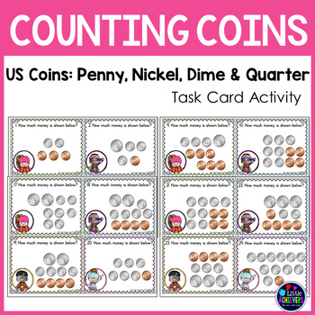 Preview of Counting Money Task Cards - Identifying and Adding Coins